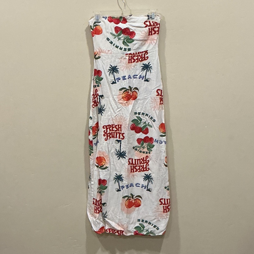 Fruit pattern strapless dress